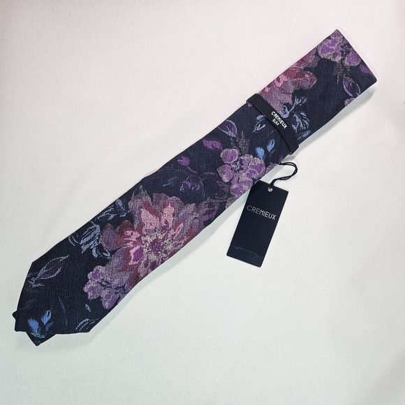 Daniel Cremieux Other - New Cremieux‎ Slim Cotton Silk Made in Italy Tie Men Floral Blue 3"x 60"